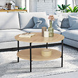 ID MARKET - Table basse double plateau rond DETROIT 70 cm design industriel - vignette
