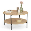 ID MARKET - Table basse double plateau rond DETROIT 70 cm design industriel - vignette