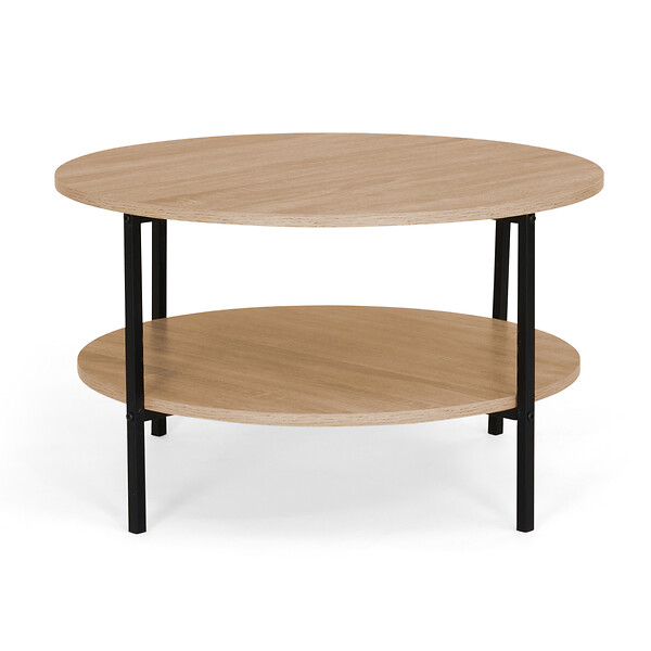 ID MARKET - Table basse double plateau rond DETROIT 70 cm design industriel - large