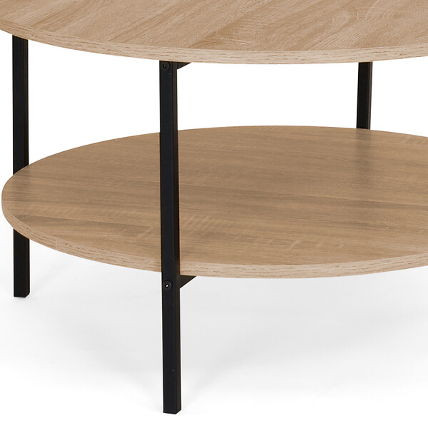 ID MARKET - Table basse double plateau rond DETROIT 70 cm design industriel - large