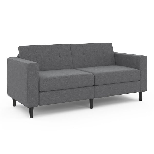 ID MARKET - Canapé droit 3 places CALLIE en tissu gris anthracite - large