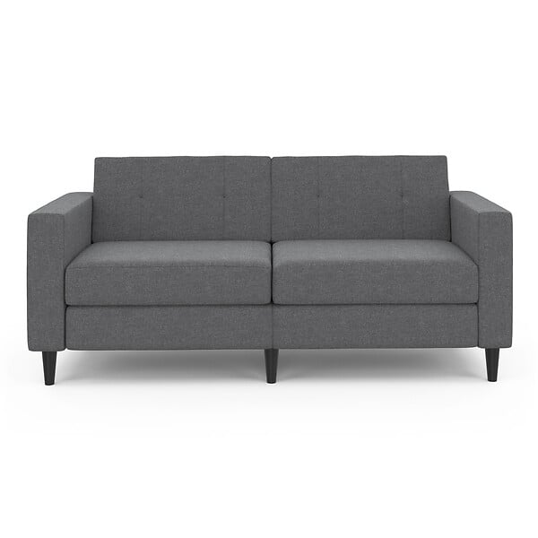 ID MARKET - Canapé droit 3 places CALLIE en tissu gris anthracite - large