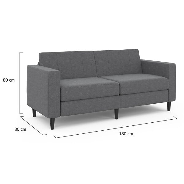 ID MARKET - Canapé droit 3 places CALLIE en tissu gris anthracite - large