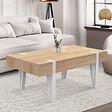 ID MARKET - Table basse 1 tiroir AUSTRIA bois pied épingle blanc - vignette