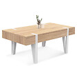 ID MARKET - Table basse 1 tiroir AUSTRIA bois pied épingle blanc - vignette
