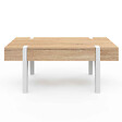 ID MARKET - Table basse 1 tiroir AUSTRIA bois pied épingle blanc - vignette