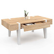 ID MARKET - Table basse 1 tiroir AUSTRIA bois pied épingle blanc - vignette