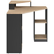 ID MARKET - Bureau d'angle HARRY noir et façon hêtre gain de place bureau informatique avec rangements - vignette