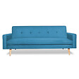 ID MARKET - Canapé droit scandinave 3 places convertible LARS en tissu bleu canard - vignette