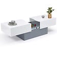 ID MARKET - Table basse coulissante rectangulaire MARTA bois gris et plateau blanc - vignette