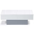 ID MARKET - Table basse coulissante rectangulaire MARTA bois gris et plateau blanc - vignette