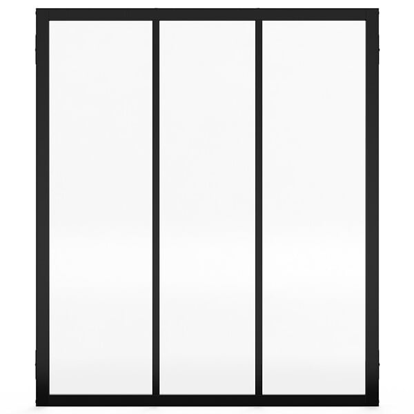 ID MARKET - Verrière atelier 3 vitrages L. 93 x H. 108 cm en métal noir et verre trempé - large