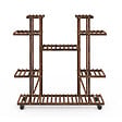 ID MARKET - Etagère à pots de fleurs porte plante en bois 8 niveaux à roulettes - vignette