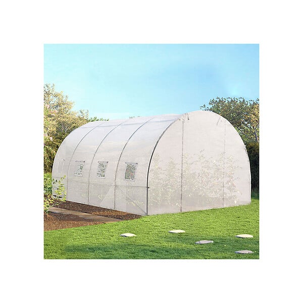 ID MARKET - Serre tunnel de jardin 12M² blanche gamme maraîchère ZEBRA 4x3M - large