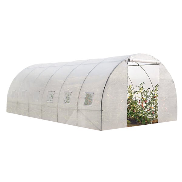 ID MARKET - Bâche de rechange 130gr/m² pour serre tunnel 18 m² transparente CRIMÉE - large
