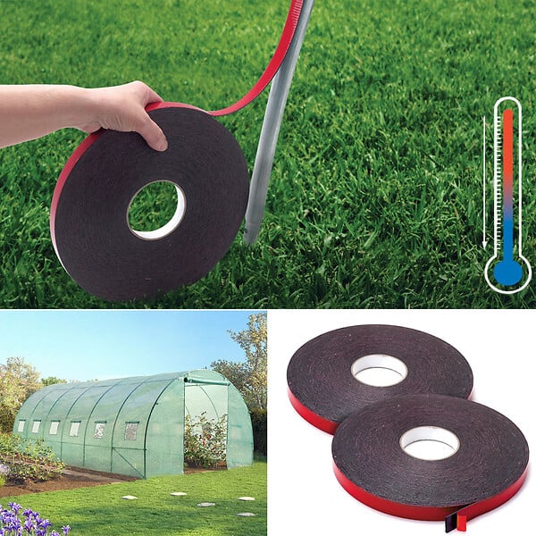 ID MARKET - Ruban adhésif isolant double face mousse thermique anti-chaleur pour arceaux de serre de jardin - large