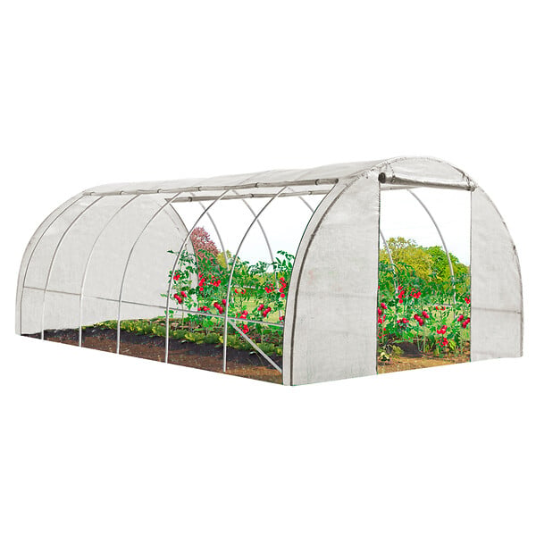 ID MARKET - Bâche de rechange 130 gr/m² pour serre 18M² blanche 4 saisons CRIMÉE - large