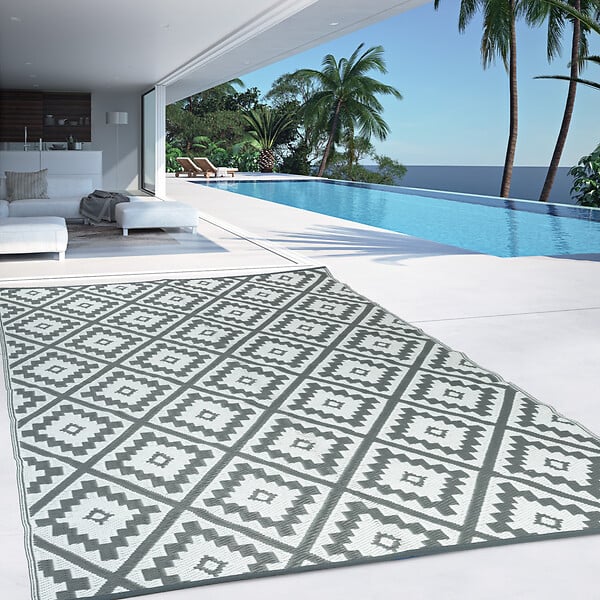 ID MARKET - Tapis extérieur BAHAMAS gris 270 x 370 CM - large