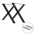 ID MARKET - Lot de 2 pieds de table forme X 72x73 cm noir design industriel - vignette