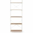 ID MARKET - Etagère 5 niveaux DETROIT design industriel bois et métal blanc 170 cm - vignette