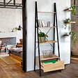 ID MARKET - Etagère échelle 4 niveaux avec tiroir DETROIT design industriel - vignette