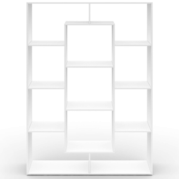 ID MARKET - Etagère bibliothèque COLETTE avec 11 compartiments blanc 143 cm - large