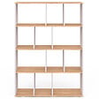 ID MARKET - Etagère bibliothèque JENA 4 niveaux blanc et effet bois 143 cm - vignette