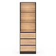 ID MARKET - Etagère bibliothèque CARLA 3 niveaux 3 tiroirs noir et effet bois 190 cm - vignette