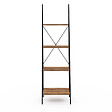 ID MARKET - Etagère échelle 4 niveaux HAWKINS bois foncé design industriel 170 cm - vignette