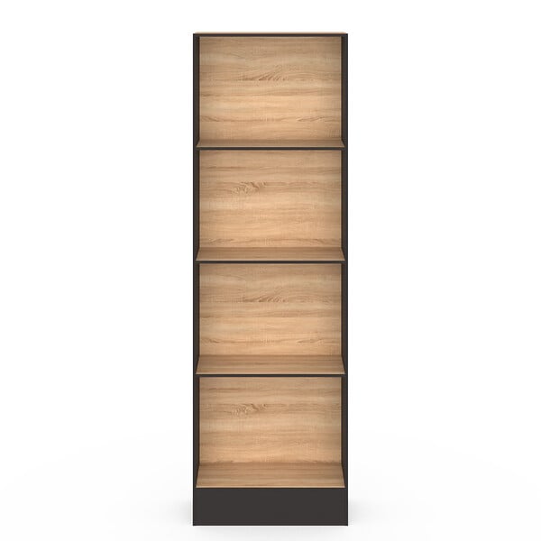 ID MARKET - Etagère bibliothèque CARLA 5 niveaux noir et effet bois 190 cm - large