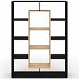 ID MARKET - Etagère bibliothèque COLETTE avec 11 compartiments noir et effet bois 143 cm - vignette