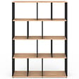 ID MARKET - Etagère bibliothèque JENA 4 niveaux noir et effet bois 143 cm - vignette