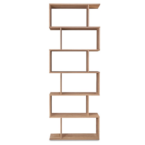 ID MARKET - Etagère bibliothèque SOFIA forme S bois façon hêtre 189 cm - large