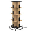 ID MARKET - Etagère bibliothèque rotative 4 niveaux RAPHA noir et effet bois - vignette