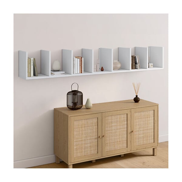 ID MARKET - Etagère murale suspendue double position CHIARA 8 étagères blanc 190 cm - large