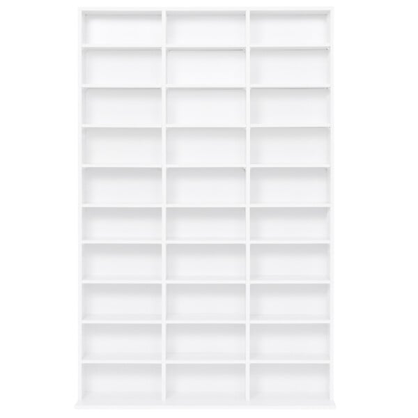 ID MARKET - Bibliothèque étagère CD CEYLIA 30 cases avec étagères modulables bois blanc - large