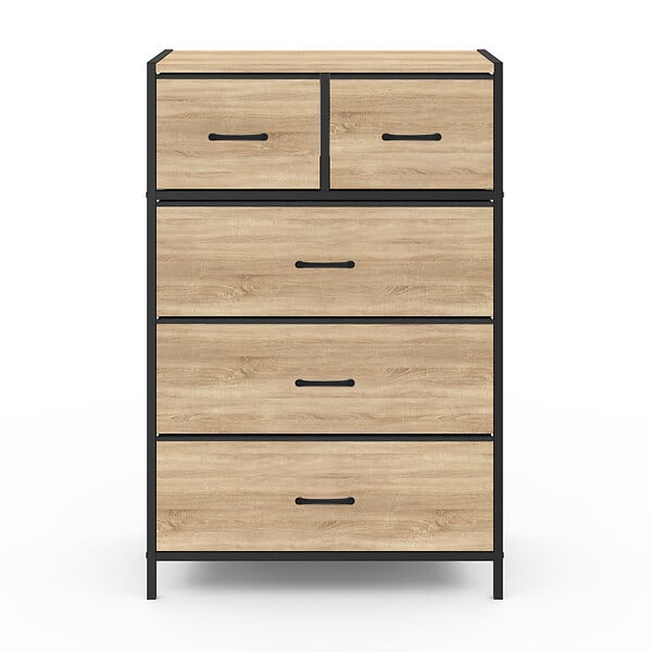 ID MARKET - Chiffonnier 5 tiroirs en tissu UTAH 60 cm commode semainier design industriel - large