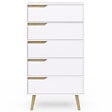 ID MARKET - Chiffonnier 5 tiroirs HELSINKI 60 cm scandinave blanc commode semainier - vignette