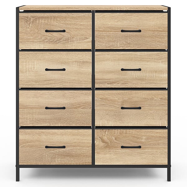 ID MARKET - Commode 8 tiroirs en tissu UTAH 80 cm meuble de rangement design industriel - large