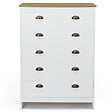 ID MARKET - Commode 6 tiroirs ISIS 80 cm blanc et plateau bois - vignette