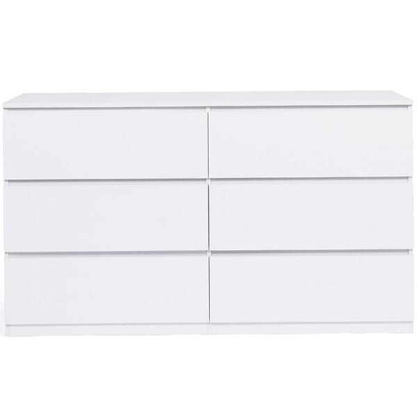 ID MARKET - Commode 6 tiroirs TOMI XXL 140 cm bois blanc - large