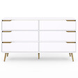 ID MARKET - Commode 6 tiroirs HELSINKI XXL 140 cm scandinave blanc - vignette