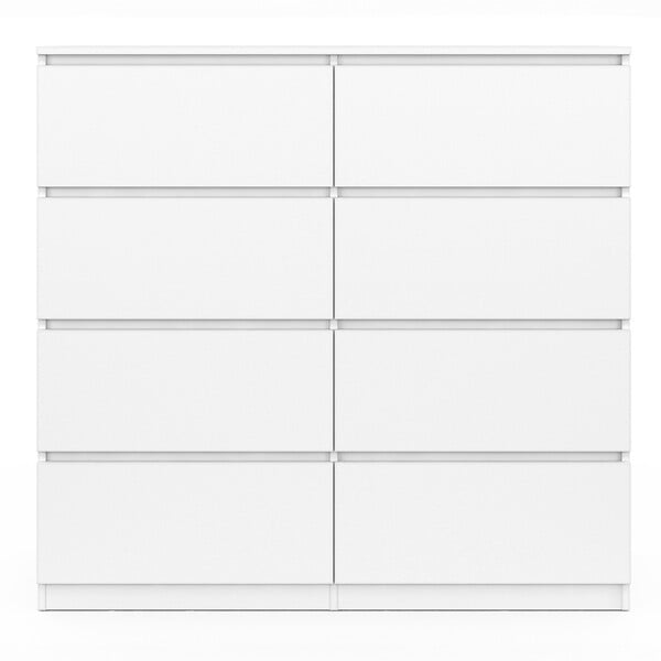 ID MARKET - Commode 8 tiroirs TOMI 110 cm bois blanc - large