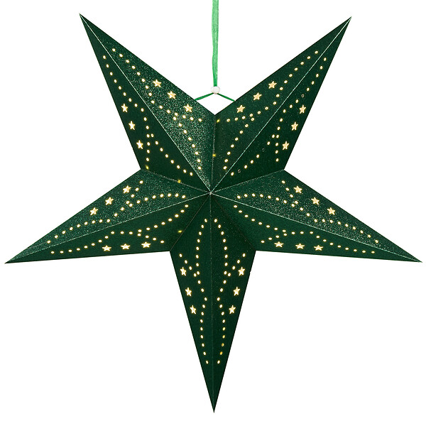 BELIANI - Lot de 2 décorations suspendues LED MOTTI Étoile 60 cm Vert émeraude - large