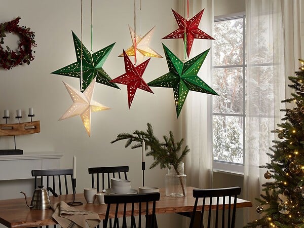 BELIANI - Lot de 2 décorations suspendues LED MOTTI Étoile 45 cm Rouge - large