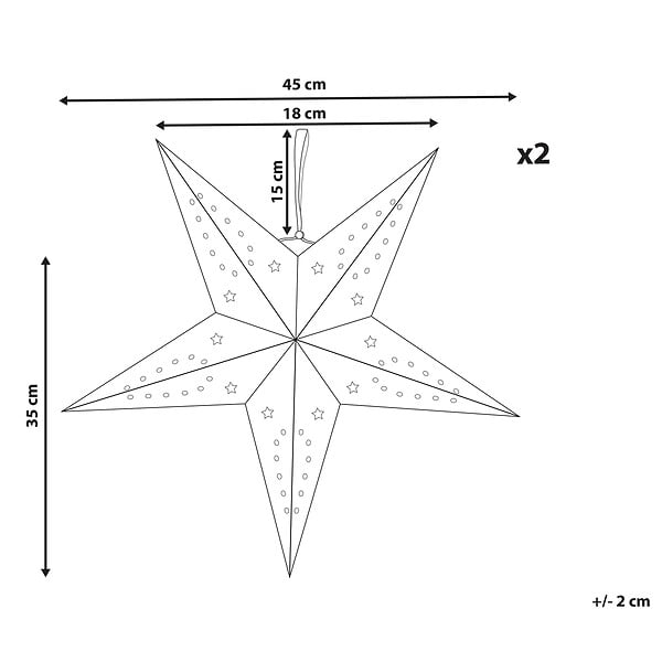 BELIANI - Lot de 2 décorations suspendues LED MOTTI Étoile 45 cm Rouge - large