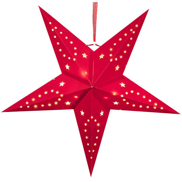 BELIANI - Lot de 2 décorations suspendues LED MOTTI Étoile 45 cm Rouge - large