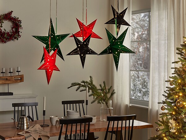 BELIANI - Lot de 2 décorations suspendues LED MOTTI Étoile 60 cm Vert émeraude - large