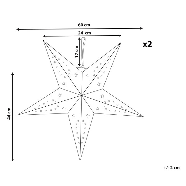 BELIANI - Lot de 2 décorations suspendues LED MOTTI Étoile 60 cm Vert émeraude - large
