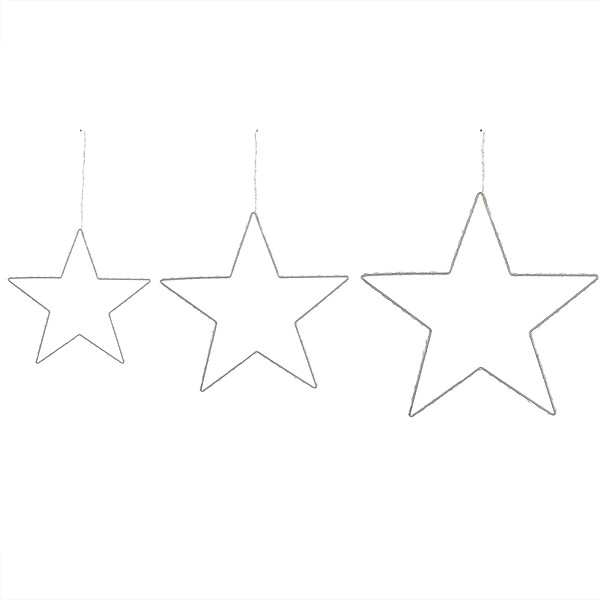BELIANI - Lot de 3 décorations suspendues LED KUNNARI Étoile 50/40/30 cm Argenté - large